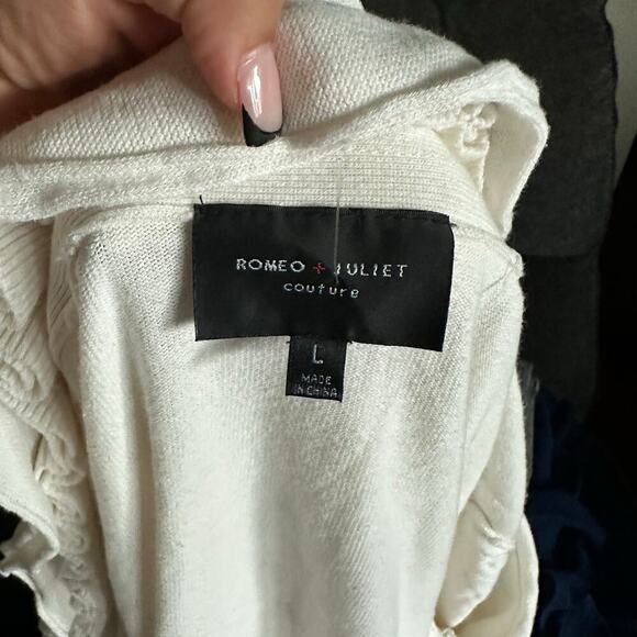 Y2k ruffle cream white cardigan sz L - Picture 6 of 7